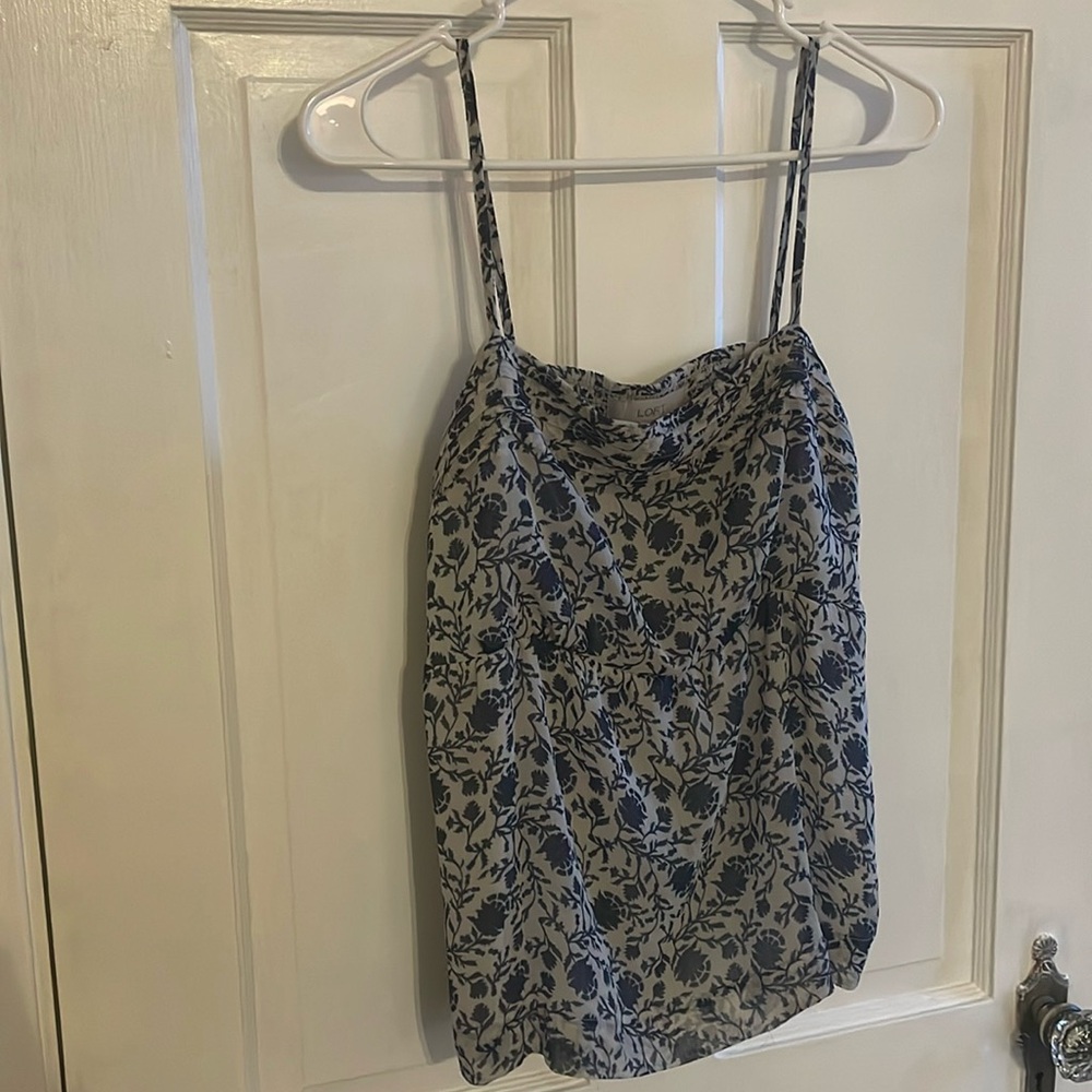 Blue & white floral tank